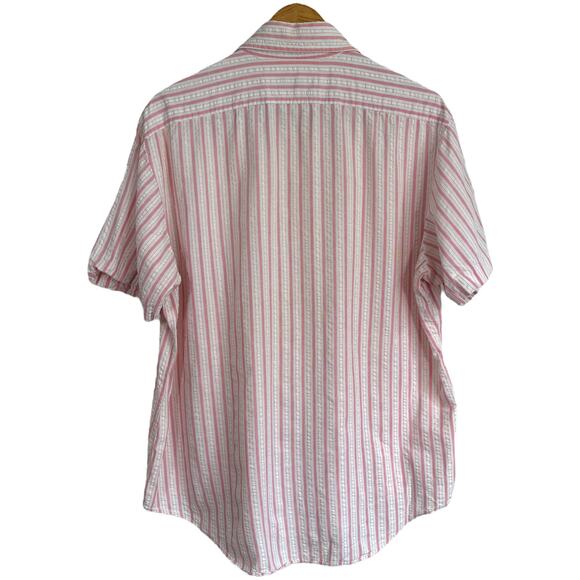 Vintage pink stripe cotton shirt – crunch cloth 80s style - Picture 2 of 6